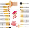 32 Bright Yellow Makeup Brushes Set Professional