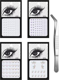 Besteel Face Gems Face jewels Stick on Eye Jewels Face Rhinestones for Makeup Eye Body Nail Face Gems Rhinestone Stickers for Women (Style: 4pcs-A)