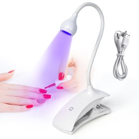 Mini UV Nail Lights Dryer Led Lamp Ultraviolet Flexible USB Clip-On Desk Gel Curing Manicure Pedicure Salon Tools (Color: White)