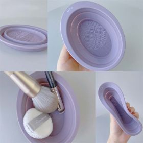 Silicone Washing Pad Makeup Brush Cleaning Cup Folding Bowl Large Beauty Tools Makeup Brush Cleaning Pad (Color: PINK)